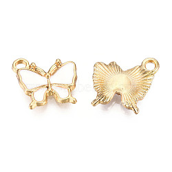 Light Gold Plated Alloy Charms, with Enamel, Butterfly, White, 13x13.5x2.5mm, Hole: 1.8mm(ENAM-T009-03F)