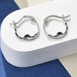 S925 Sterling Silver Hoop Earrings for Women, Snake, Platinum, 15x13x2mm(EJEW-K307-01P)