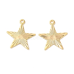 Brass Pendants, Real 18K Gold Plated, Star, 15.5x14x0.5mm, Hole: 1mm(KK-F087-02G-02)