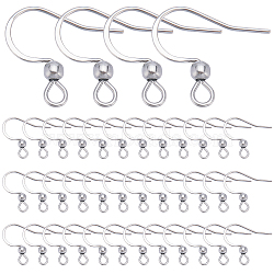 200Pcs 304 Stainless Steel French Earring Hooks, Flat Ear Wire with Ball, Stainless Steel Color, 21 Gauge, 15~17x18mm, Hole: 2mm, Pin: 0.7mm(STAS-SC0006-36P)