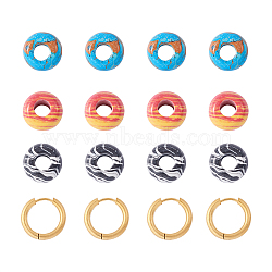 DIY Gemstone Beaded Hoop Earring Making Kits, Including Synthetic Malachite Beads, 304 Stainless Steel Huggie Hoop Earrings, Mixed Color, 36pcs/box(DIY-SW0001-06)