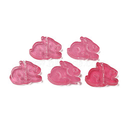 Two Tone Transparent Spray Painted Glass Beads, Rabbit, Deep Pink, 14.5x19x3.5mm, Hole: 1mm(GLAA-Q092-03-C09)