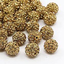 Pave Disco Ball Beads, Polymer Clay Rhinestone Beads, Grade A, Lt.Col.Topaz, PP9(1.5.~1.6mm), 6mm, Hole: 1mm(RB-Q195-6mm-246)