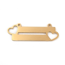 Ion Plating(IP) 304 Stainless Steel Pendants, Laser Cut, Rectangle with Heart Charms, Golden, 13x38x1.5mm, Hole: 1.4mm(STAS-K270-38G)