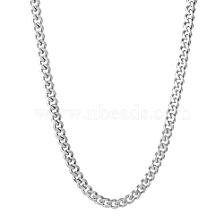 201 Stainless Steel Curb Chain Necklaces for Men, Stainless Steel Color, 23.82 inch(60.5cm), Link: 6x5x1.5mm(NJEW-Q336-08D-P)