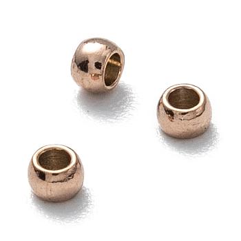 Ion Plating(IP) 202 Stainless Steel Spacers Beads, Round, Rose Gold, 2x1.5mm, Hole: 1mm