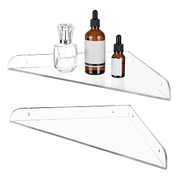 Plastic Shower Gel Bottle Holder, Triangle Corner Shelf, with Anchor Plug & Iron Screw, for Bathroom, Clear, 395x200x32mm
