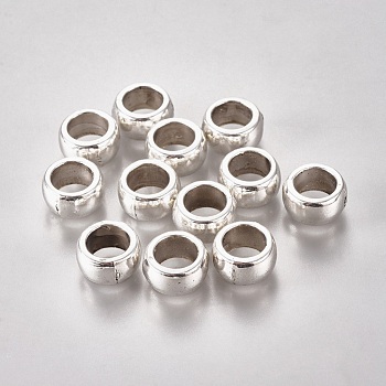 Large Hole Beads, Tibetan Style European Beads, Cadmium Free & Lead Free , Rondelle, Antique Silver, about 6mm long, 12mm wide, Hole: 8mm