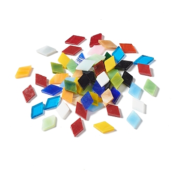 Rhombus Mosaic Tiles Glass Cabochons, for Home Decoration or DIY Crafts, Mixed Color, 18~20x12x3mm, about 1225pcs/1000g