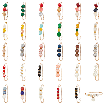 Elite 1 Set Alloy Waistband Kilt Pins, Waist Tightener, with Resin Beads, Mixed Color, 57.5~61x16~32x8~13.5mm, 30pcs/set