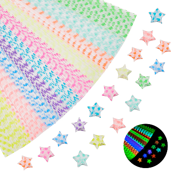 1 Set 10 Colors Luminous Lucky Star Origami Paper, Glow in Dark, Star Paper Strip Folding Paper for Gift, DIY Arts Craft Supplies, Heart, 250x10x0.1mm