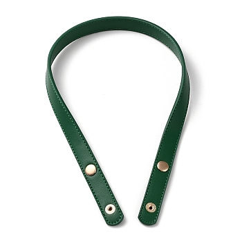 PU Leather Bag Handles, with Iron Snap Button, Green, 62x1.95x0.6cm