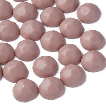 Opaque Acrylic Cabochons, Faceted, Half Round, Rosy Brown, 23x22x11mm, about 140pcs/500g