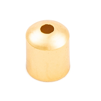 Brass Cord Ends, End Caps, Column, Real 18K Gold Plated, 6x5x5mm, Hole: 1mm, Inner Diameter: 4.5mm