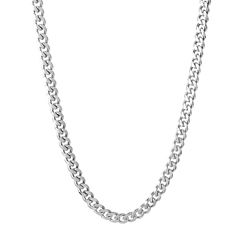 201 Stainless Steel Curb Chain Necklaces for Men, Stainless Steel Color, 23.82 inch(60.5cm), Link: 6x5x1.5mm