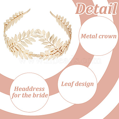 2Pcs 2 Colors Crown & Leaf Alloy Hair Bands(OHAR-GO0001-11)-3