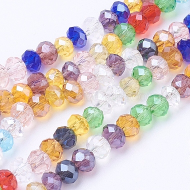 Mixed Electroplate Glass Faceted Rondelle Bead Strands(X-EGLA-J047-4x3mm-46)-2