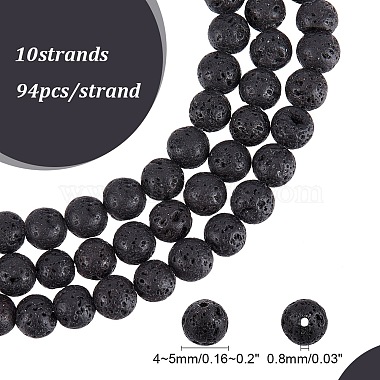 Brins de perles rondes en pierre de lave naturelle(G-R285-4mm-06)-2