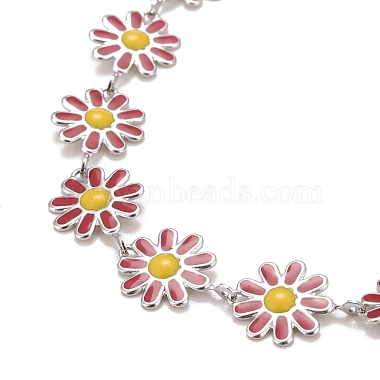 Enamel Daisy Link Chain Necklace(NJEW-P220-01P-02)-2