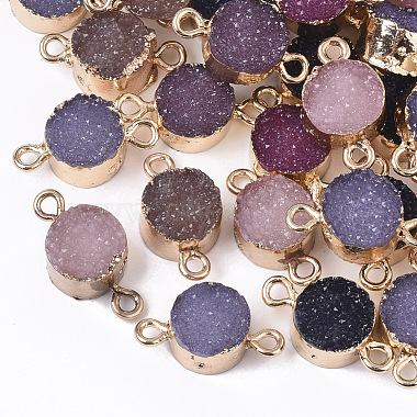 Light Gold Mixed Color Flat Round Resin Links