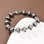 Halloween 304 Stainless Steel Link Chain Bracelets, Skull, Antique Silver, 8-7/8 inch(22.4cm)(BJEW-D379-20A-AS)