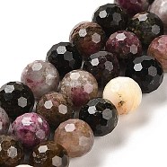 Natural Tourmaline Beads Strands, Faceted Round, 9.8~10.8mm, Hole: 1mm, about 38pcs/strand, 15.16''(38.5cm)(G-K345-A01-03)