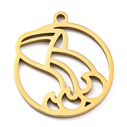 304 Stainless Steel Pendants, Real 18K Gold Plated, Laser Cut, Flat Round with 12 Constellations Sign Charm, Aquarius, 22x19.8x1mm, Hole: 1.6mm(STAS-Z043-01K)