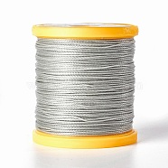 Round Waxed Polyester Cord, Micro Macrame Cord, Leather Sewing Thread, for Bracelets Jewelry Making, Beading Crafting Macrame, Silver, 0.65mm, about 164.04 yards(150m)/roll(YC-E004-0.65mm-N625)