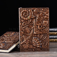 3D Embossed PU Leather Notebook, for School Office Supplies, A5 Ocean Theme Pattern Journal, Red Copper, 215x145mm(OFST-PW0010-06A)