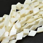 Dyed Natural Freshwater Shell Rhombus Bead Strands, Beige, 15x10x3mm, Hole: 1mm, about 26pcs/strand, 14.9 inch(SHEL-M001-02A)