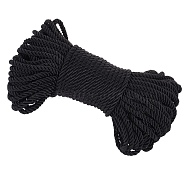 3-Ply Polyester Cords, Twisted Rope, for DIY Gift Bagd Rope Handle Making, Black, 6mm, about 27.34 yards(25m)/bundle(OCOR-WH0030-90C)