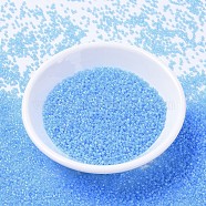 MIYUKI Delica Beads, Cylinder, Japanese Seed Beads, 11/0, (DB1284) Matte Transparent Ocean Blue AB, 1.3x1.6mm, Hole: 0.8mm, about 10000pcs/bag, 50g/bag(SEED-X0054-DB1284)