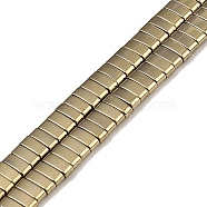 Electroplated Non-magnetic Synthetic Hematite Beads Strands, Rectangle, 2-Hole, Light Gold Plated, 5x2x2mm, Hole: 0.8mm, about 193pcs/strand, 8.27 inch(21cm)(G-G089-A02-03)