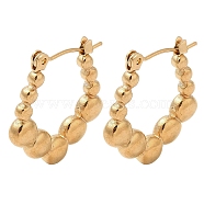 Bubble Pentagon 201 Stainless Steel Half Hoop Earrings for Women, with 304 Stainless Steel Pin, Golden, 23x3.5mm(EJEW-G385-15G)