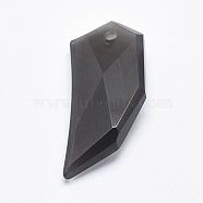 Natural Obsidian Pendants, Faceted, 36~38x15~17x6~8mm, Hole: 2mm(G-P360-25A)
