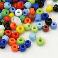 (Repacking Service Available) Glass Seed Beads, Opaque Colours Seed, Small Craft Beads for DIY Jewelry Making, Round, Mixed Color, 8/0, 3mm, about 12g/bag(SEED-C019-3mm-51)