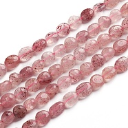 Natural Strawberry Quartz Beads Strands, Tumbled Stone, Nuggets, 6.5~9.5x5.5~7.5x3.5~5.5mm, Hole: 0.8mm, about 50pcs/Strand, 15.67 inch(39.8cm)(G-D0002-B40)