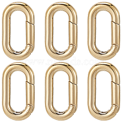 6Pcs Ion Plating(IP) 304 Stainless Steel Spring Gate Rings, Oval, Real 18K Gold Plated, 18.5x10x3mm(STAS-SC0008-34)