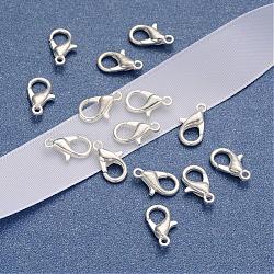 Silver Color Plated Alloy Lobster Claw Clasps, Parrot Trigger Clasps for DIY Metal Jewelry, Cadmium Free & Lead Free, Size: about 6mm wide, 12mm long, hole: 1.2mm(X-E102-S)