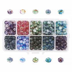 Spray Painted Glass Beads, Faceted, Rondelle, Mixed Color, 8x6mm, Hole: 1mm, about 40pcs/color, 400pcs(DGLA-GL0001-01)