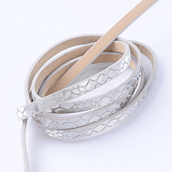 Imitation Leather Cords, Silver, 10x2mm, about 1.53 yards( 1.4m)/strand(LC-S013-04B)