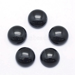 Natural Black Agate Cabochons, Half Round, 12x5~6mm(X-G-P393-R02-12mm)