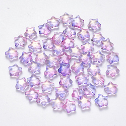 Spray Painted Glass Beads, with Glitter Powder, Star, Lilac, 8x8.5x4mm, Hole: 1mm(GLAA-R211-04-E02)