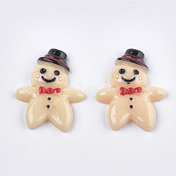 Resin Cabochons, Imitation Food, Gingerbread Man, Bisque, 30x24~24.5x5.5~6mm(X-CRES-T010-132)