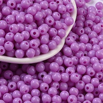 Opaque Acrylic Beads, Round, Medium Orchid, 5x4mm, Hole: 1.6mm, about 12500pcs/500g
