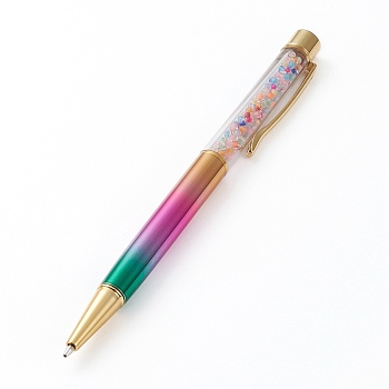 Ballpoint Pens, with Transparent Inside Colours Glass Seed Beads inside, Colorful, 14.2x1.35x1cm