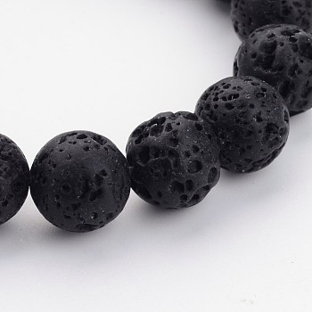 Natural Lava Rock Beads Strands, Round, 16mm, Hole: 1.5mm, about 100~105pcs/500g