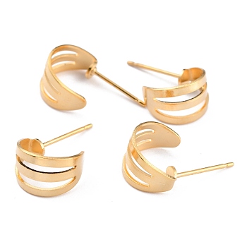 Long-Lasting Plated Brass Stud Earring Settings, Real 24K Gold Plated, 17.5mm, Pin: 0.7mm