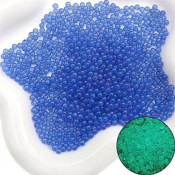 Luminous Bubble Beads, DIY 3D Nail Art Decoration Mini Glass Beads, Tiny Caviar Nail Beads, Blue, 2~2.5mm, about 2100pcs/bag.