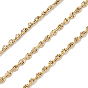 304 Stainless Steel Cable Chains, Ion Plating(IP), Soldered, with Spool, Golden, 2.5x2x0.5mm